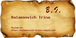 Balassovich Irina névjegykártya